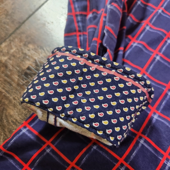 Buttercloth Shirt Men's L Regular Fit Blue Red Check Preppy Flip Cuff Button Up - Picture 4 of 11